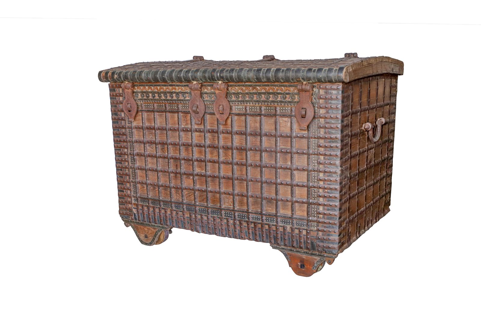 Antique Damchiya Bridal Dowry Chest With Four Distinct Iron Locks, Circa 1890