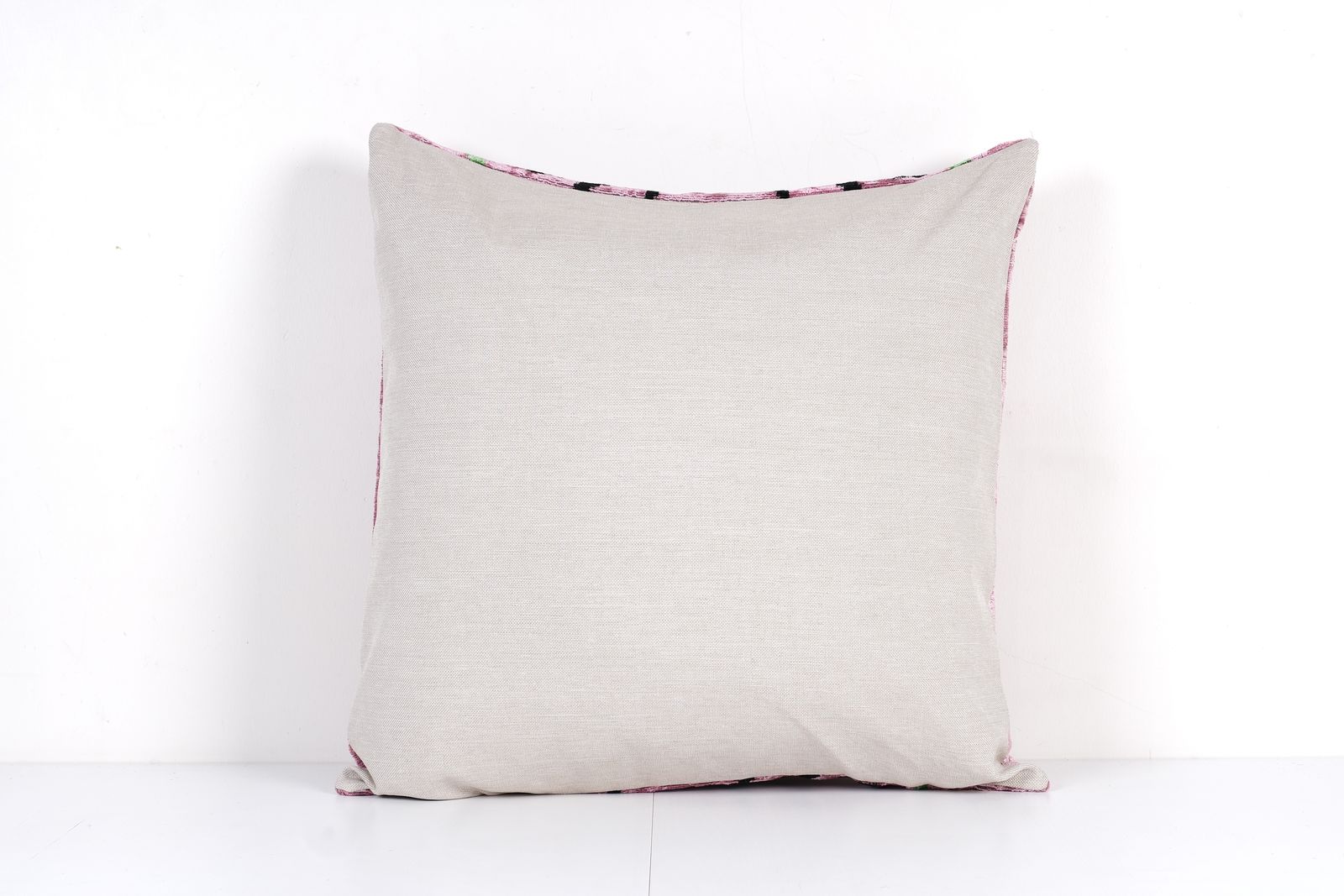 Floral Silk Ikat Velvet Cushion Cover   Square Pink And Green Design For Home photo for sale