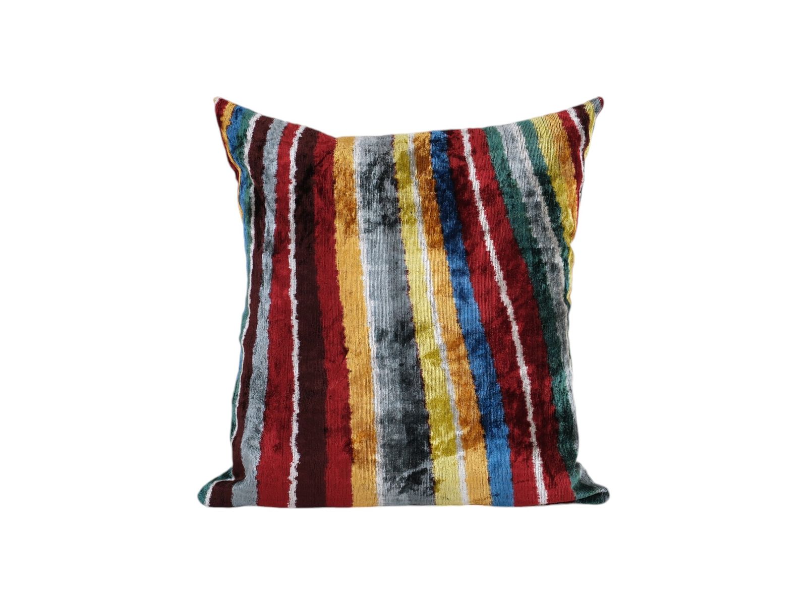 Silk Ikat Velvet Colorful Pillow Cover, Matching Pink Ikat Pillowcase, Set Uzbek Designer Throw Pillow