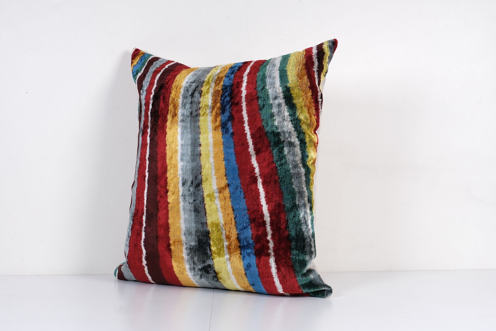 Silk Ikat Velvet Colorful Pillow Cover, Matching Pink Ikat Pillowcase, Set Uzbek Designer Throw Pillow photo furniture
