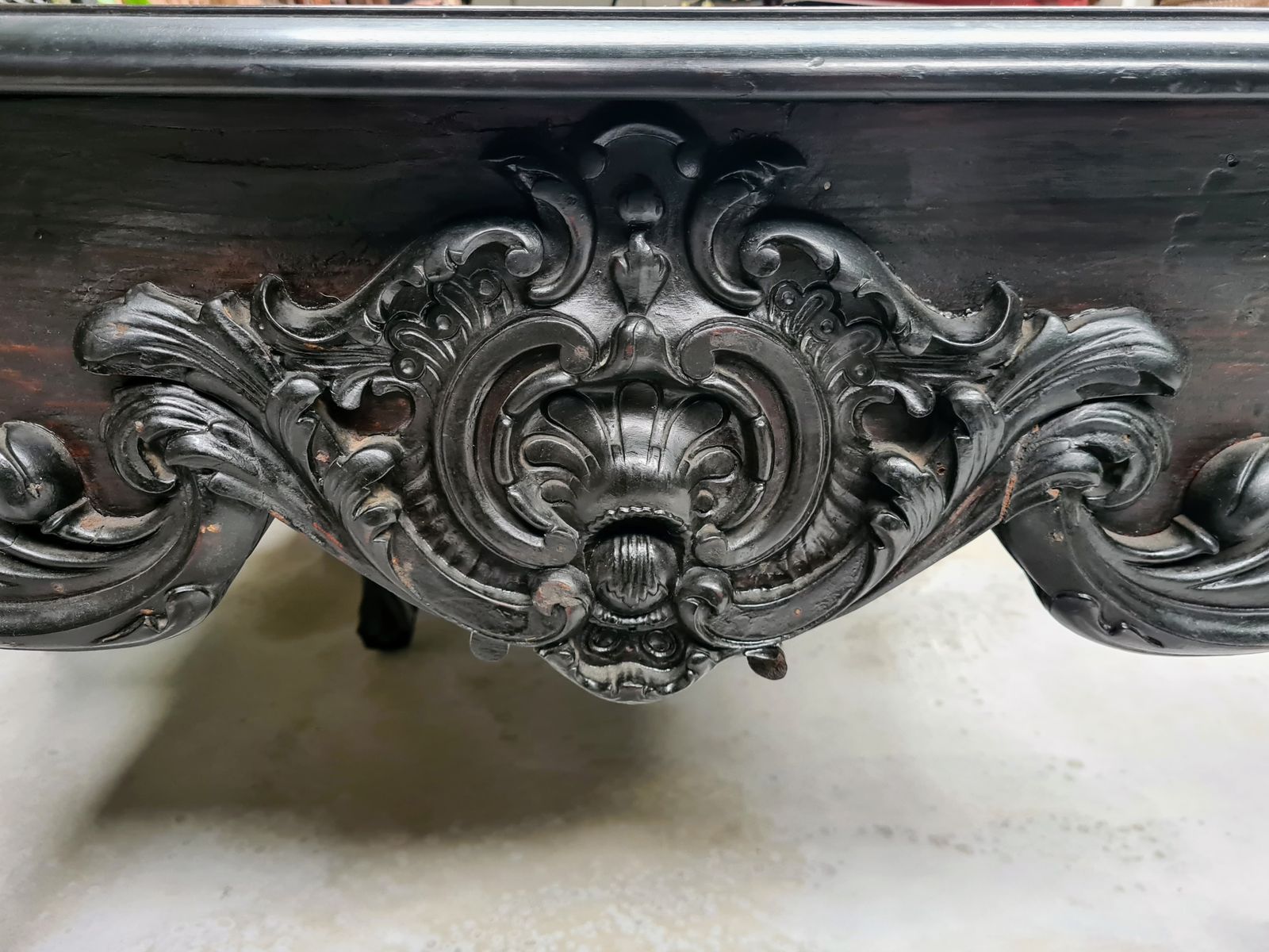 photo furniture Grand Anglo Indian Colonial Teakwood Table With Leather Top | Handcrafted In Calcutta, Circa 1900 | Victorian Era Statement Piece