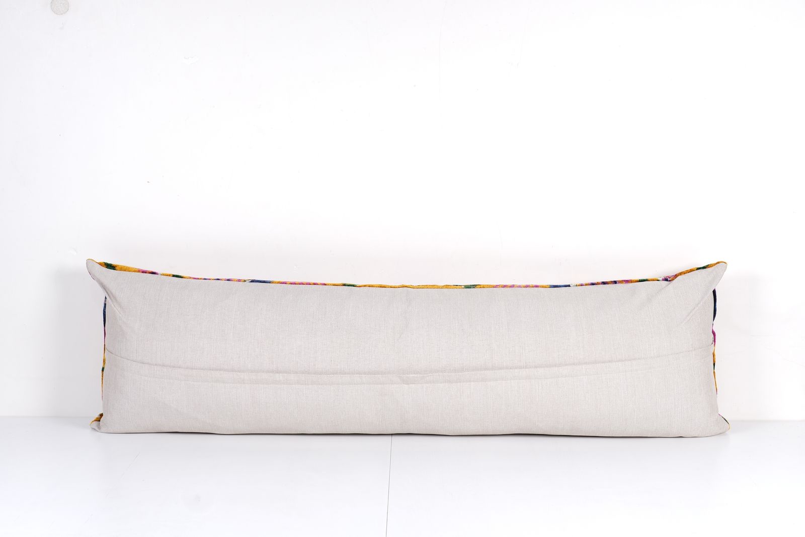 Orange Extra Long Ikat Velvet Pillow, Floral Printed Lumbar Pillows, Handloom Bedding Cushion Cover photo Textiles
