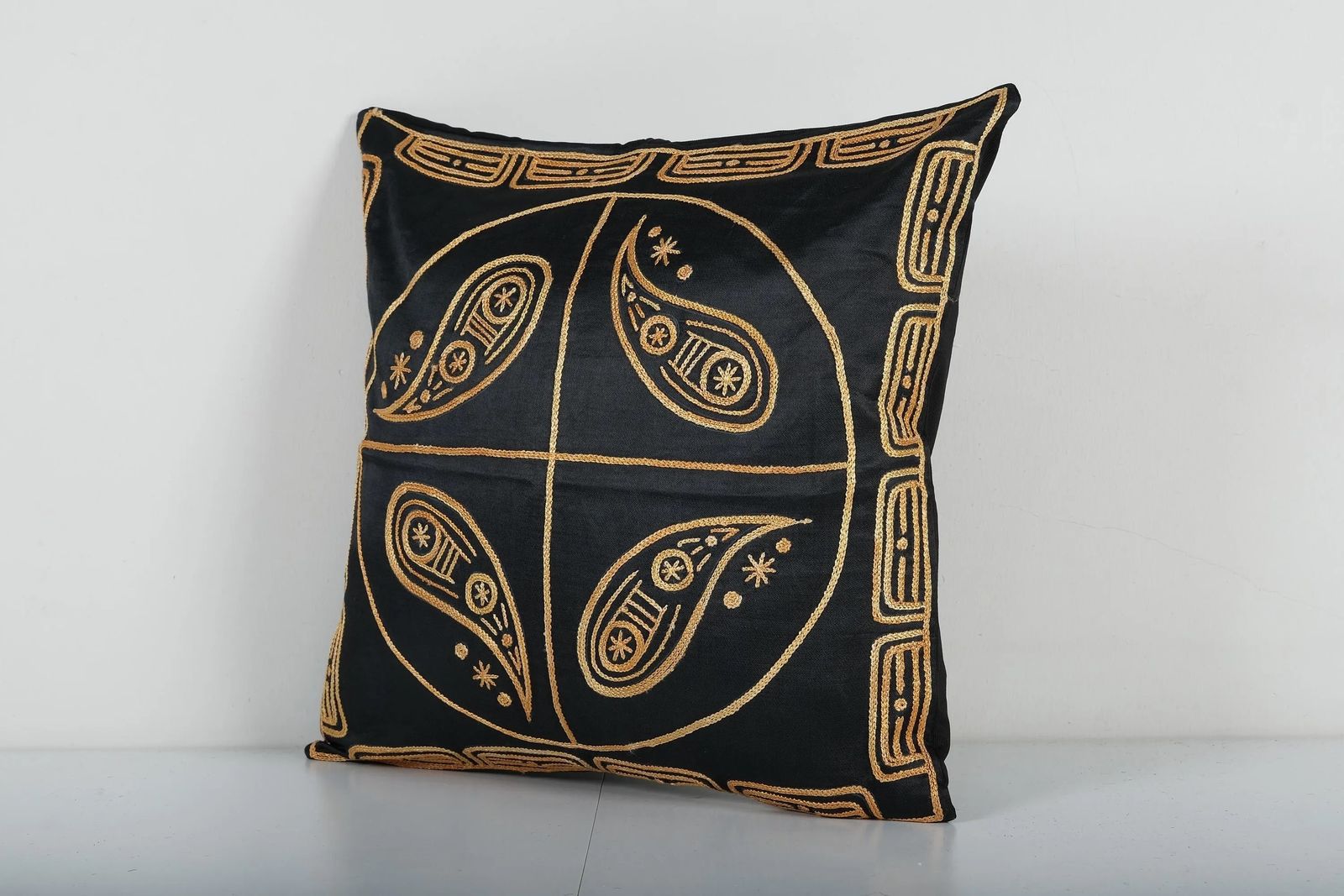 Suzani  Cushion Cover, Silk Faded  Cover 1960s Handmade Samarkand Uzbek Suzani Textile Art photo for sale