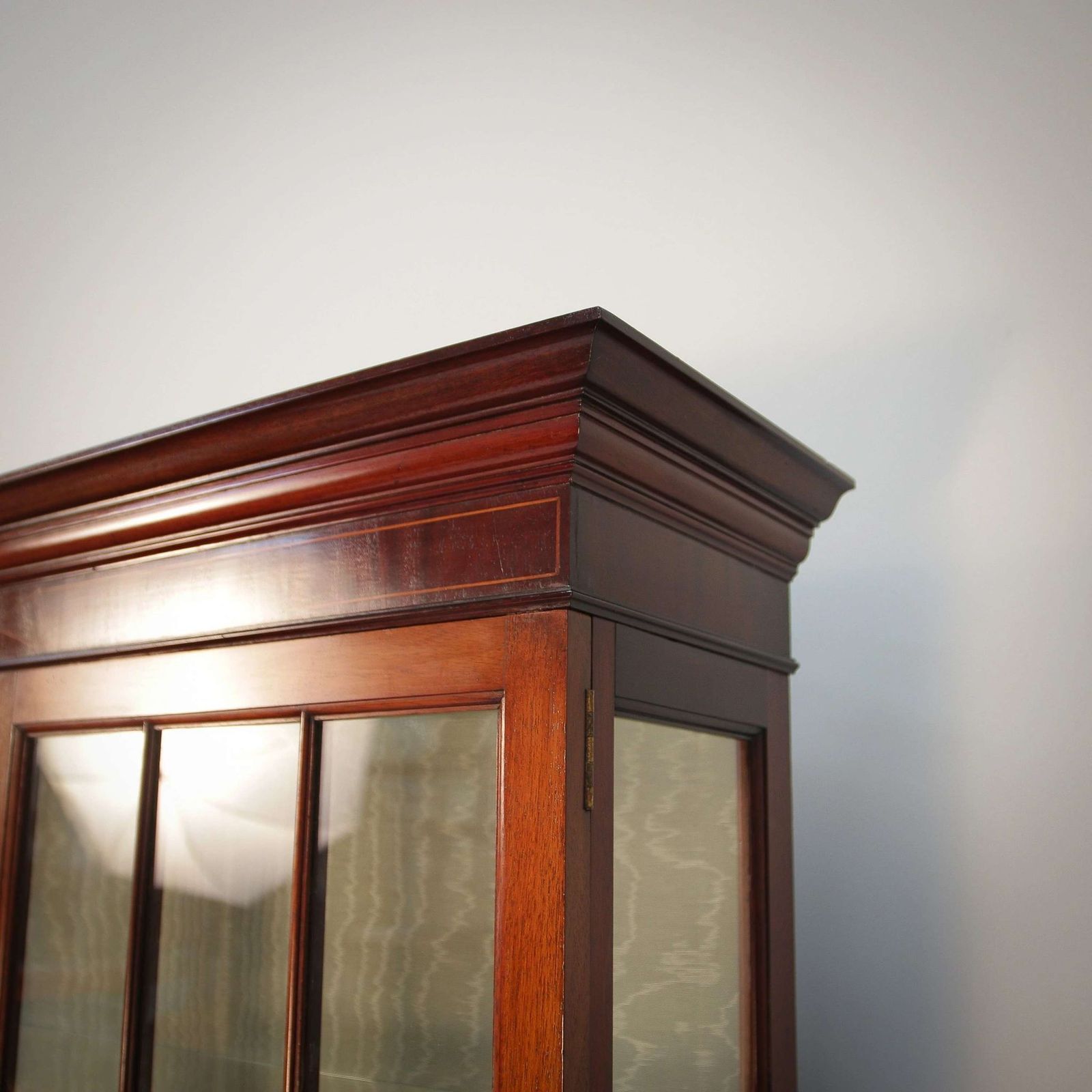 Antique Edwardian Inlaid Mahogany Bookcase On Cabriole Legs. photo furniture