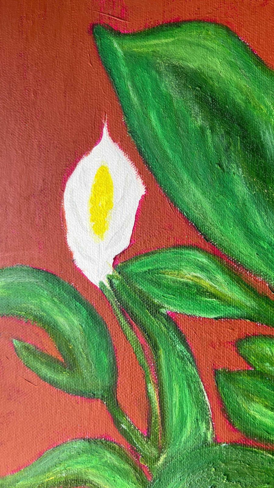 Oil Painting On Canvas – Peace Lily Plant Still Life photo 159.0