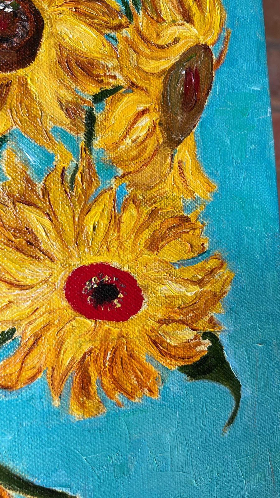 Original Oil Painting Of Sunflowers, After Van Gogh, By Margaret Mcandrew photo buy