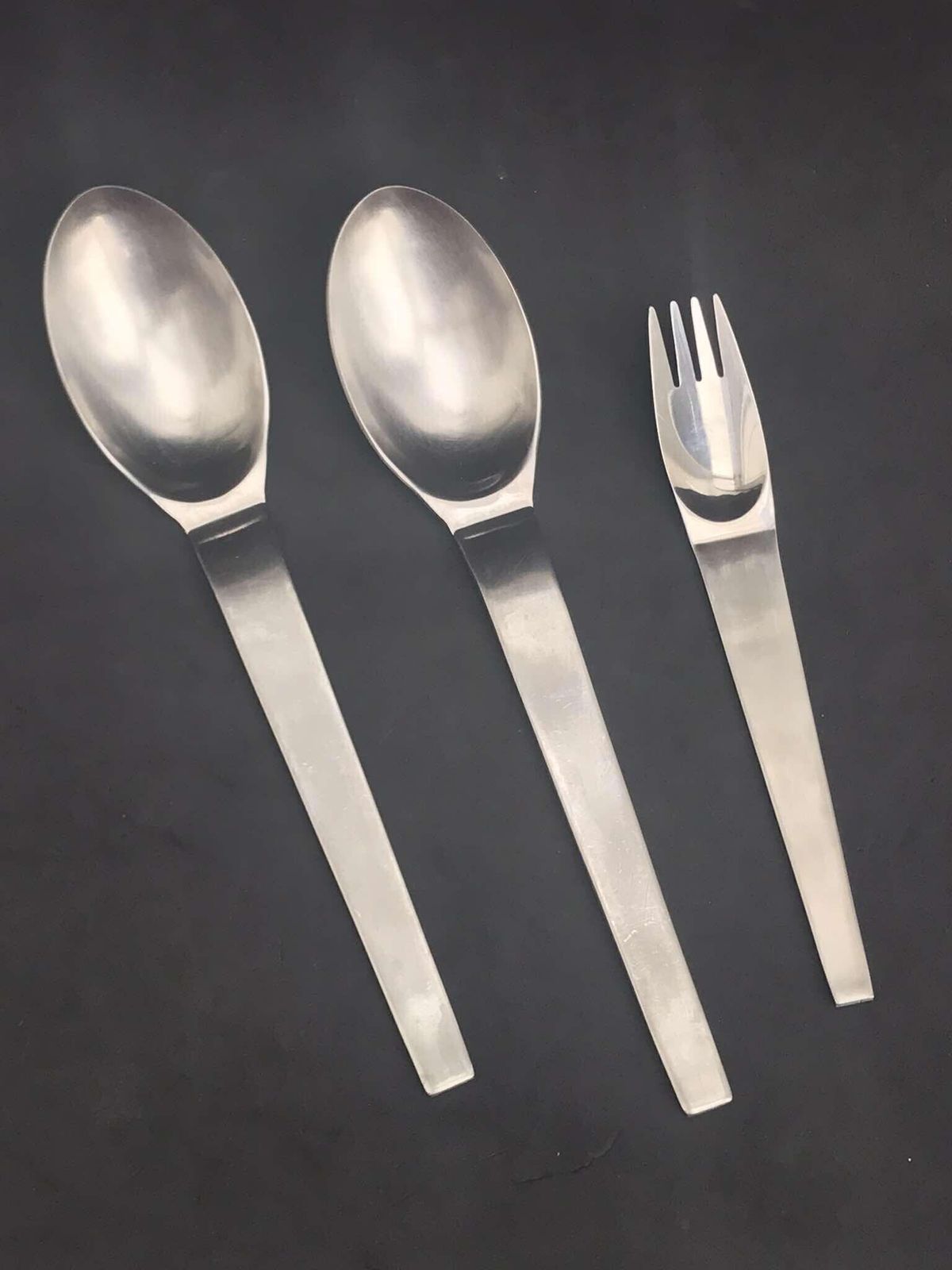 photo furniture Modernist Flatware Spare 2 Soup Spoons 1 Fork Carl Auböck Design For Morinox And Amboss 50s Post Modern Lunik 2060 Modern Austrian Design