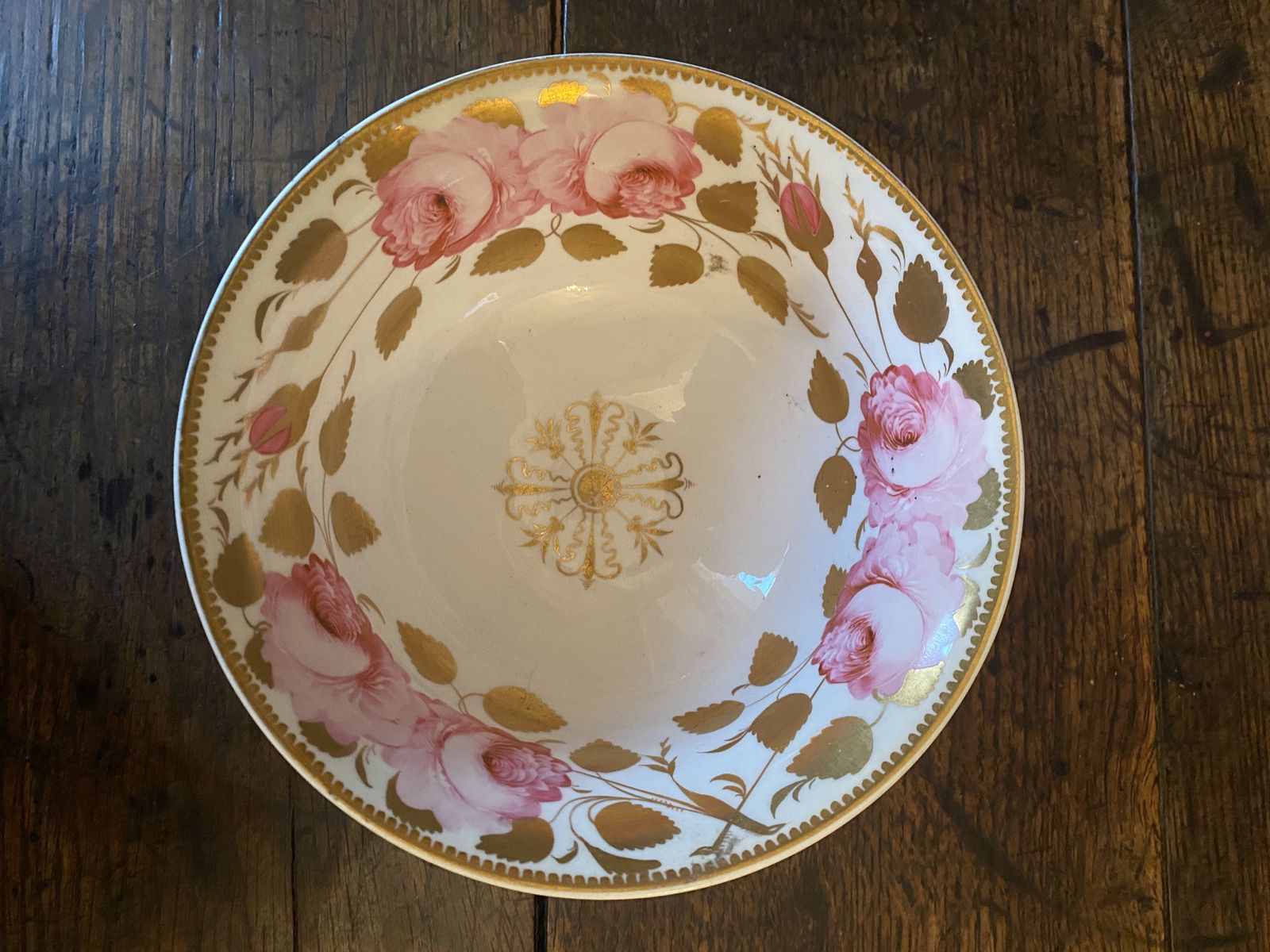 An Antique Slop Or Sugar Bowl Spode Felspar C1821 Cabbage Roses.