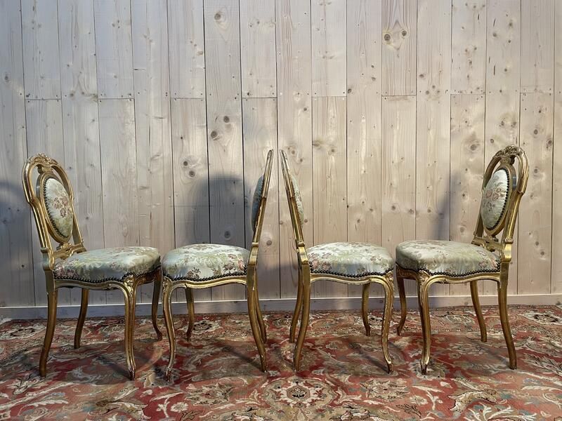Suite De 4 Chaises En Bois Doré Napoléon III photo buy