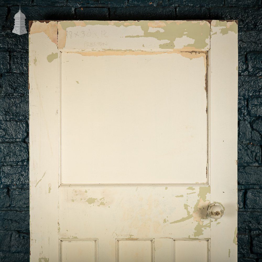 1930s 4 Panel Door – Distressed White, Beehive Handles, Original Locks & Hinges photo furniture