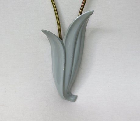 2702.15 Floral Wall Lights In Brass & Aluminum, Ott Leuchten, 1950s, Set Of 2 photo