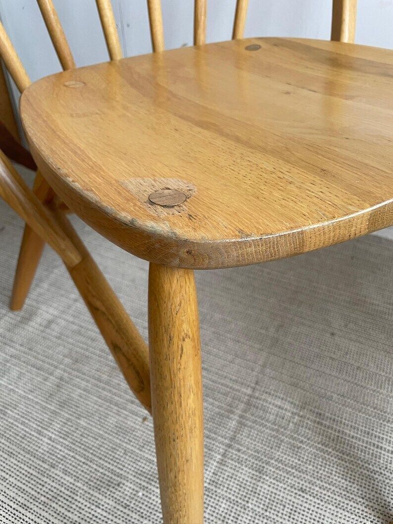 Pair Of Hoop Back Lounge Dining Chairs With Large Stick Backs Ercol Style photo for sale