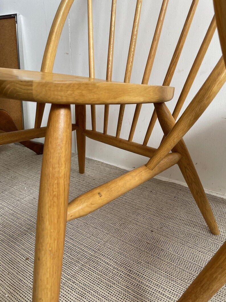 Pair Of Hoop Back Lounge Dining Chairs With Large Stick Backs Ercol Style photo vintage