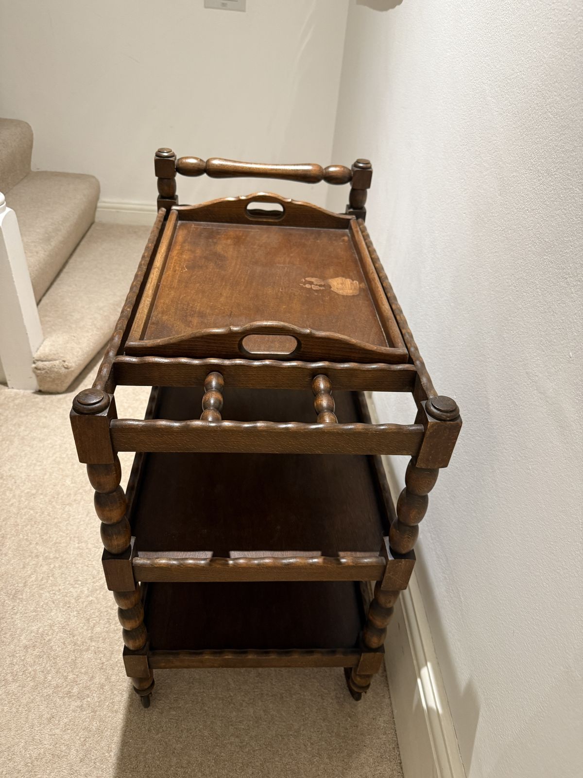 Beautiful Antique French Style Bobbin Drinks Trolley photo Furniture
