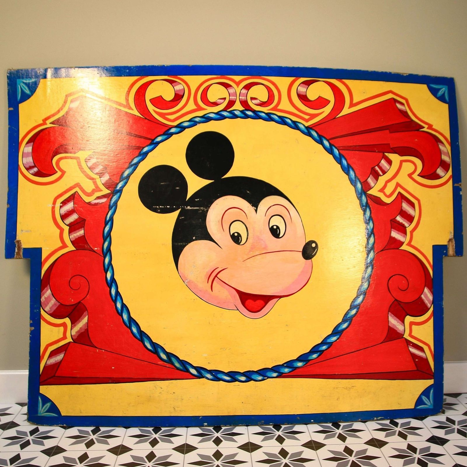 Fair Ground Art Mickey Mouse Sign Circa 1930