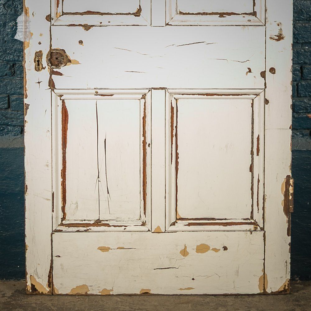 Moulded 6 Panel Door – Distressed White Paint & Crackled Wood Grain photo Home Fixtures