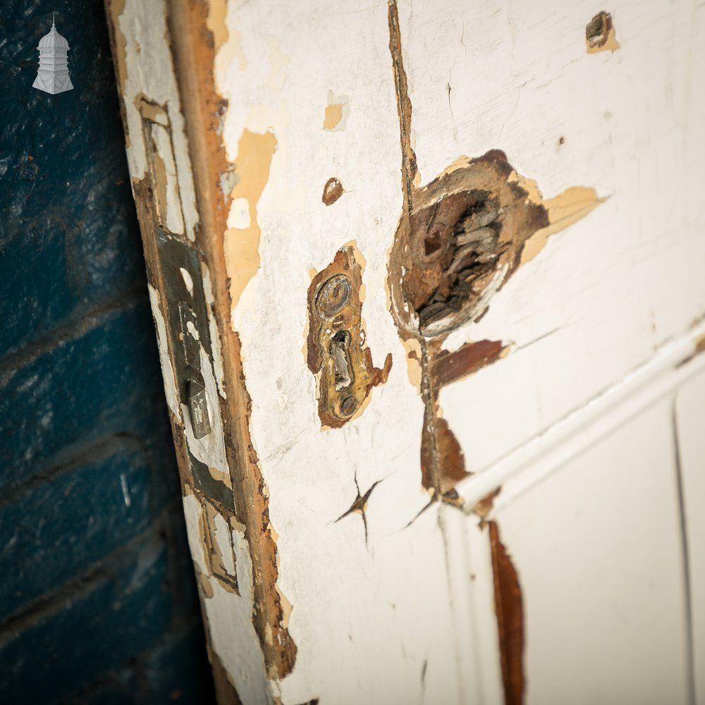 Moulded 6 Panel Door – Distressed White Paint & Crackled Wood Grain photo 360.0