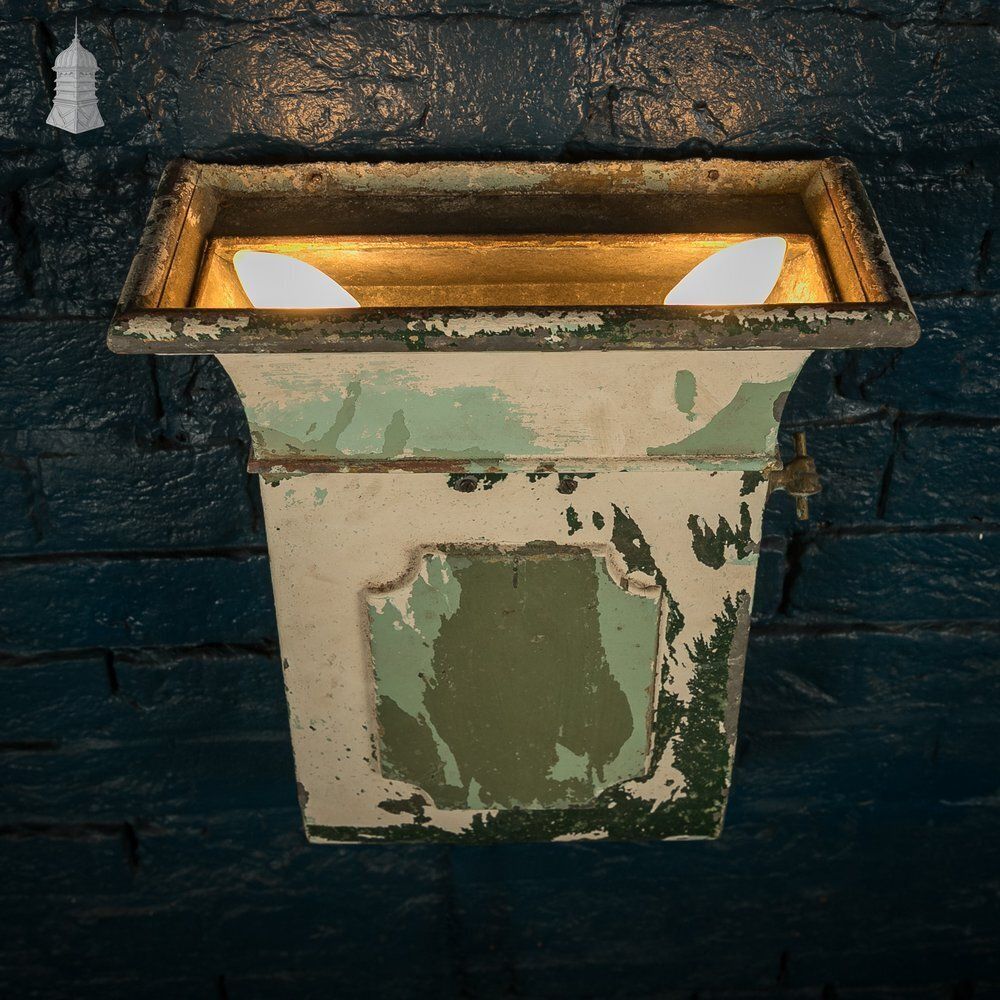 Uplighter Wall Light, Repurposed Wall Vent, White Distressed Paint Finish photo Lighting