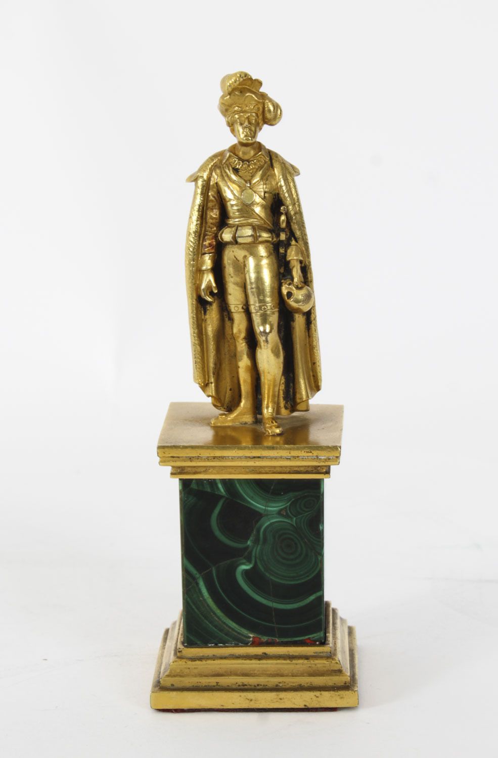 Antique Continental Gilt Bronze Malachite  Sculpture Hamlet C 1870 photo for sale