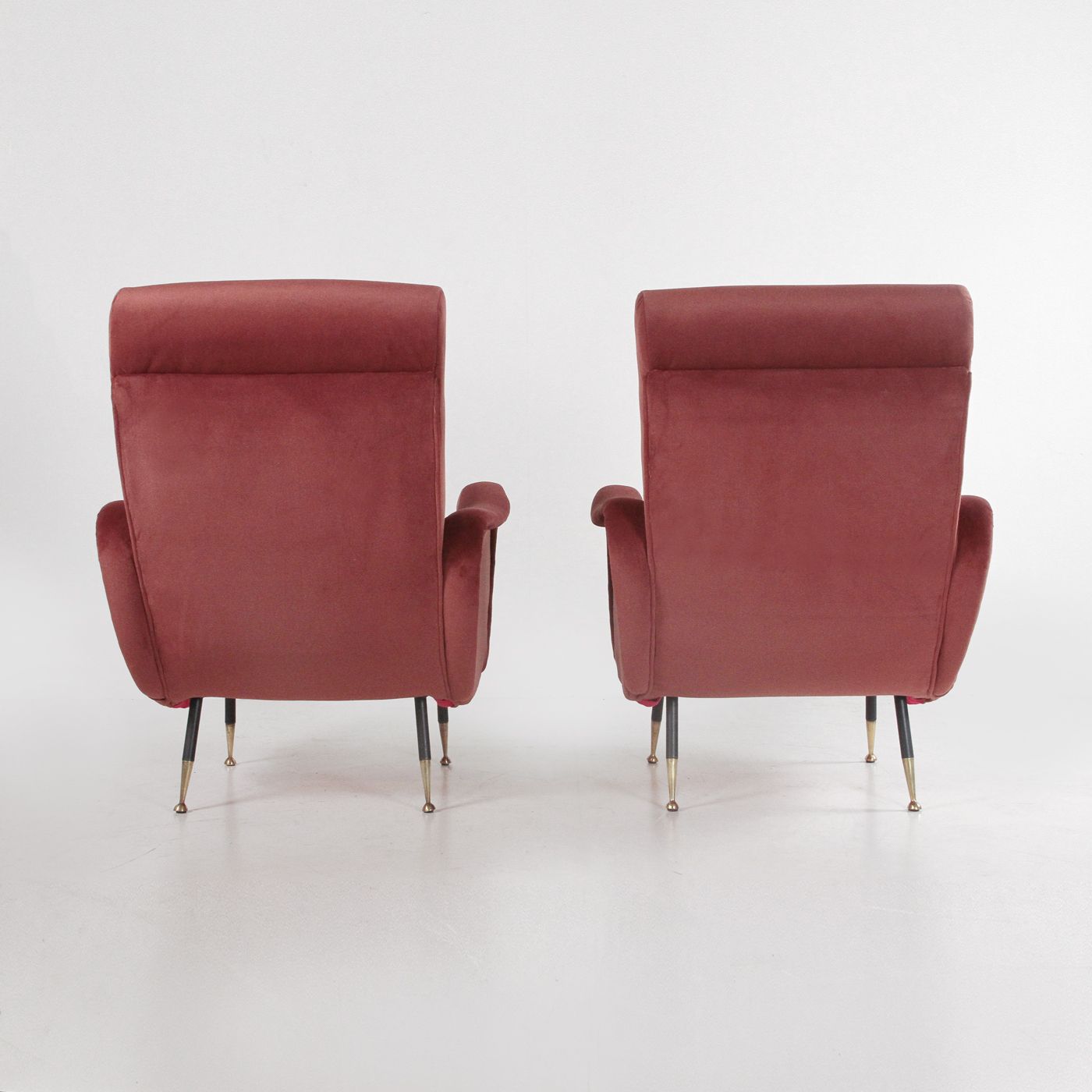 Pair Of Lady Style Armchairs By Marco Zanuso, In Brick Red Velvet, 1960 photo Furniture