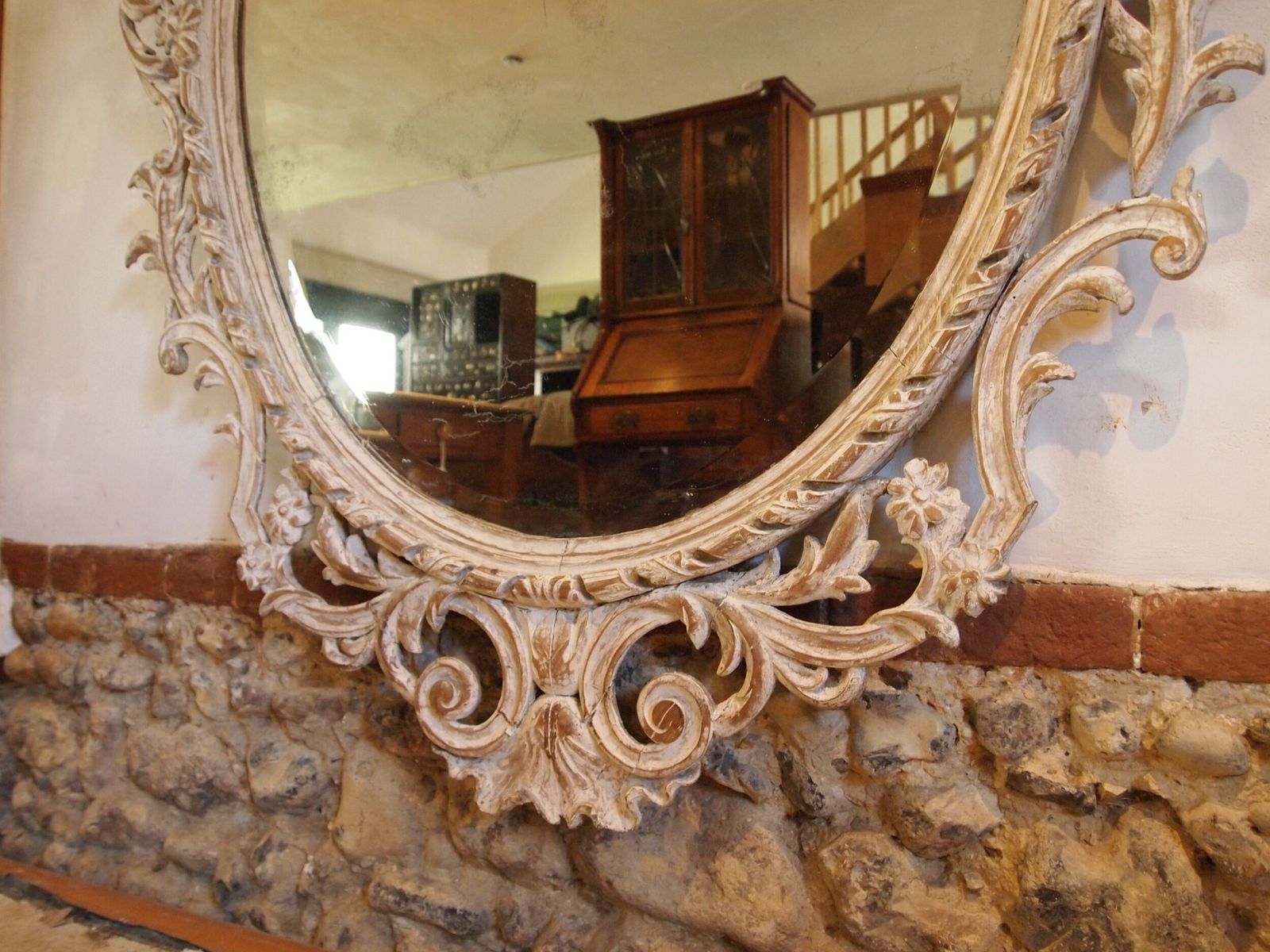 photo for sale Mirror Large Outstanding Italian Carved 18th Century Original Plate C1780