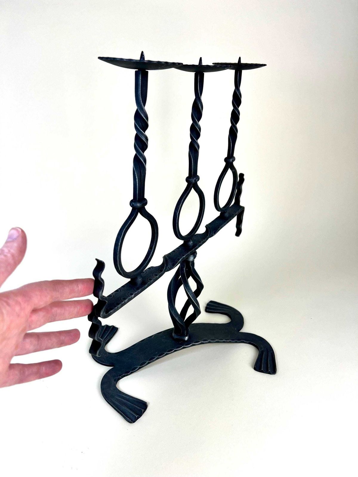 Whimsical Medieval Style Candle Holder, Iron Candelabra, Medieval Modern Style Lighting photo vintage
