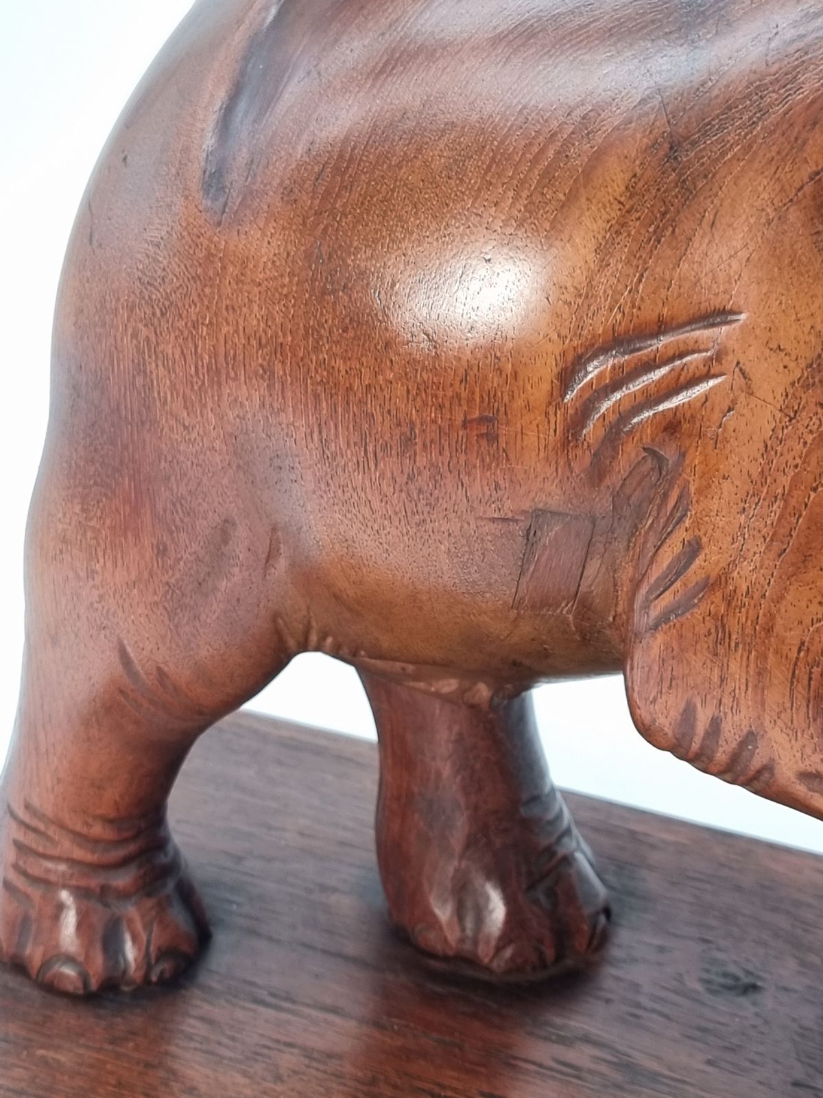 photo for sale A Large Pair Of Indian Raj Period Performing Elephants Carved In Solid Teak Circa 1880