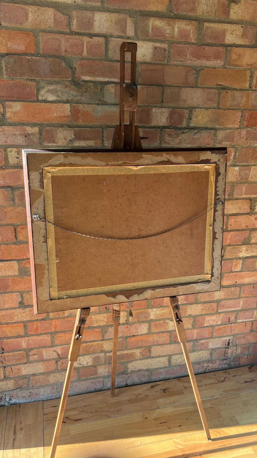 photo furniture Framed Mid Century Oil Painting By H. Hood – Scenic River Landscape
