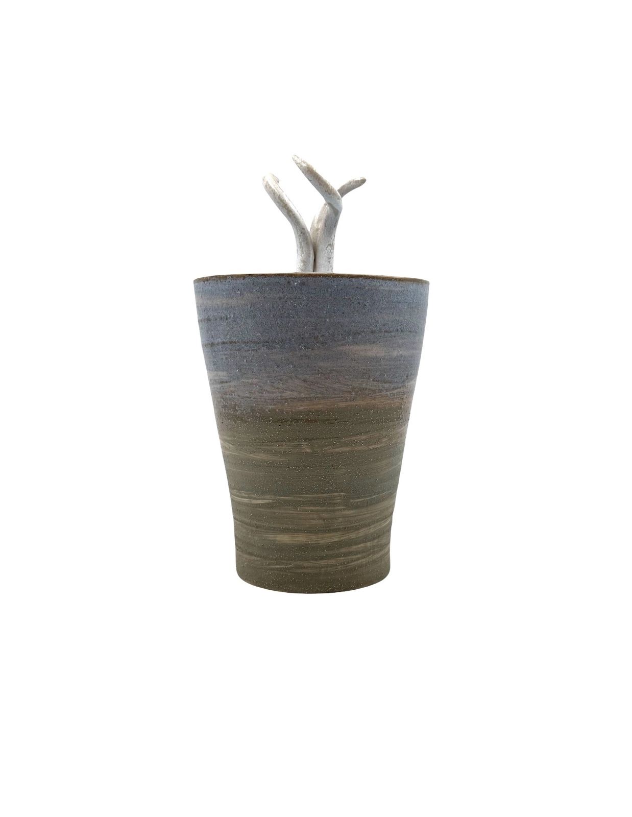 Mid Century Modern Style Blue Artistic Ceramic Vase, Gabriele Bucci Italy Ca. 2000s photo 220.0
