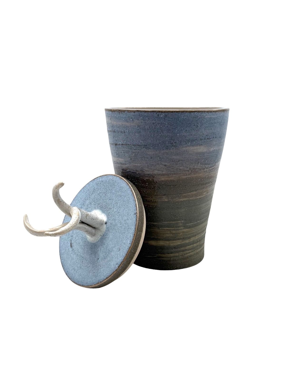 photo furniture Mid Century Modern Style Blue Artistic Ceramic Vase, Gabriele Bucci Italy Ca. 2000s