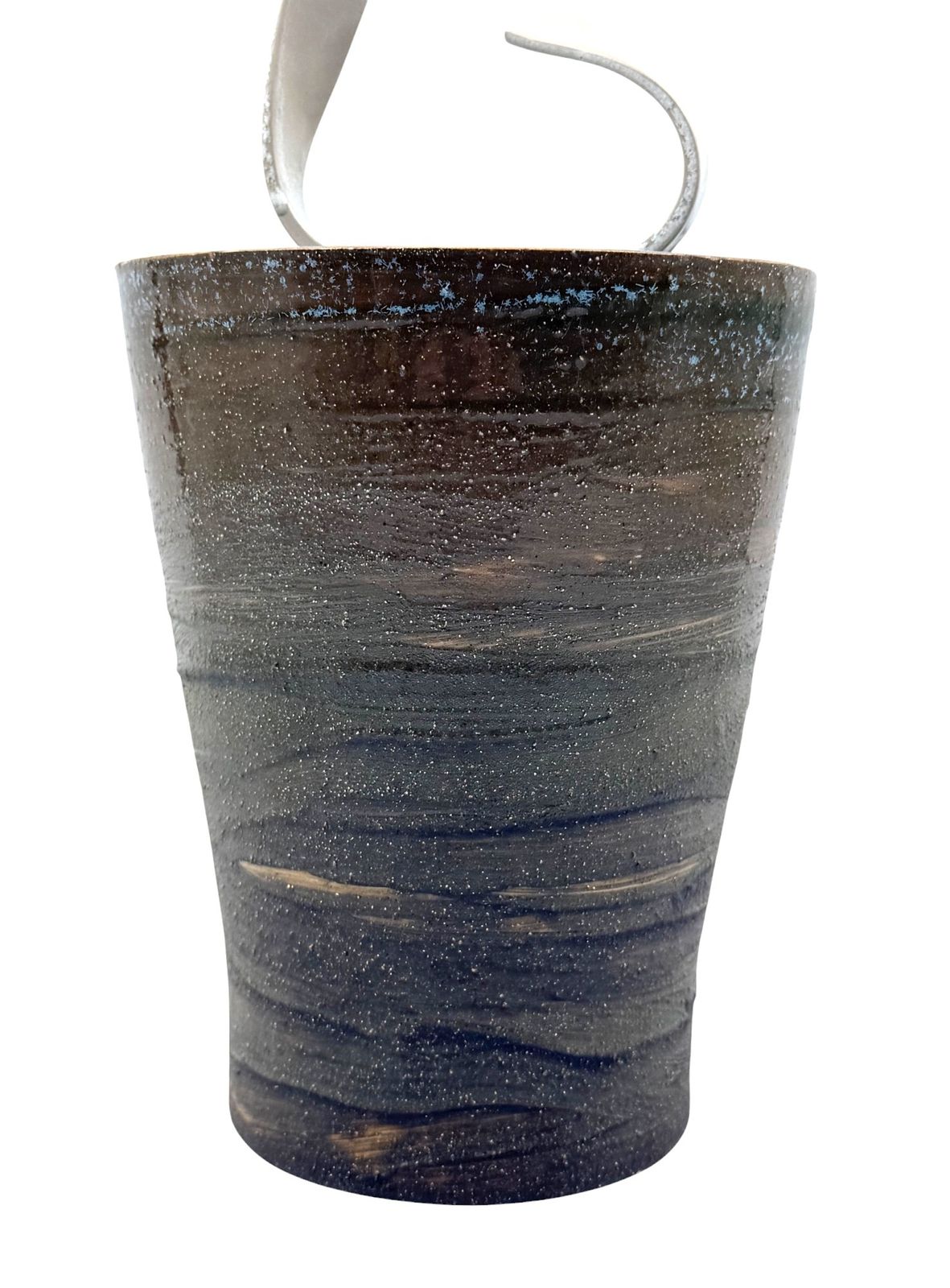 photo for sale Mid Century Modern Style Dark Green Artistic Ceramic Vase, Gabriele Bucci Italy Ca. 2000s