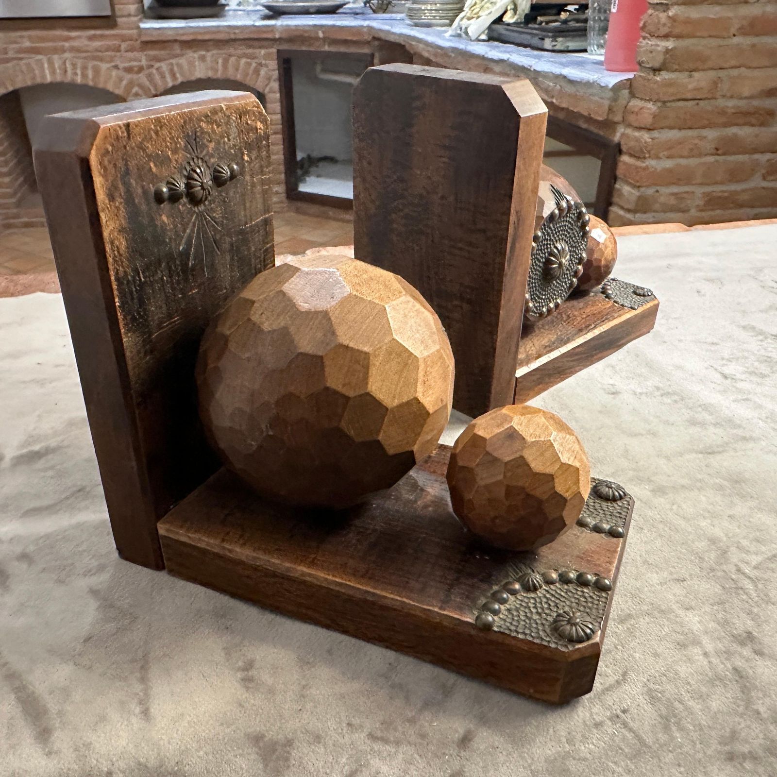 photo for sale Set Of Four 1930s Art Deco Wood And Iron French Bookends
