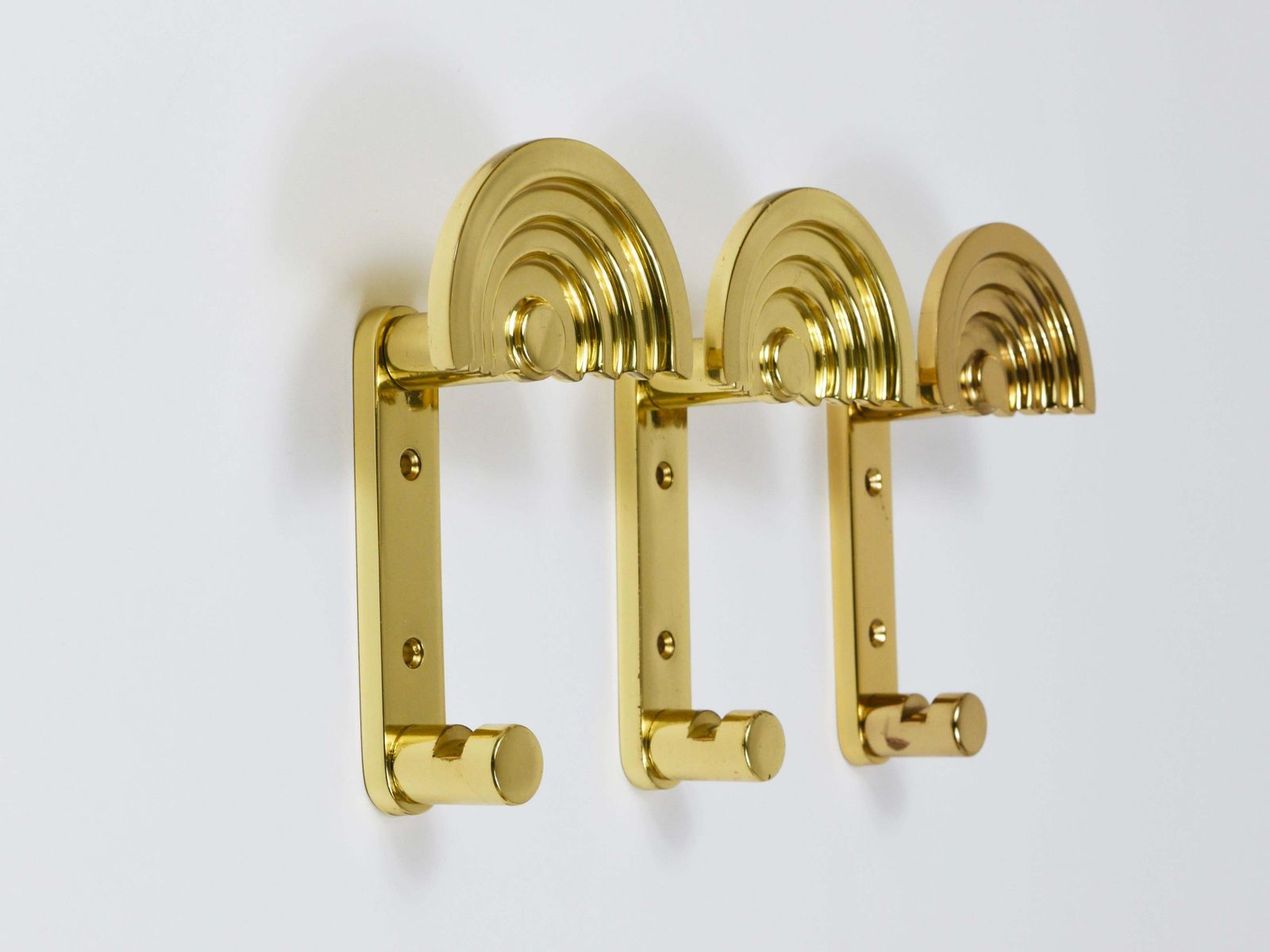 photo furniture 13x Ettore Sottsass Postmodern Brass Wall Coat Hooks, 1985, Valli & Valli Italy