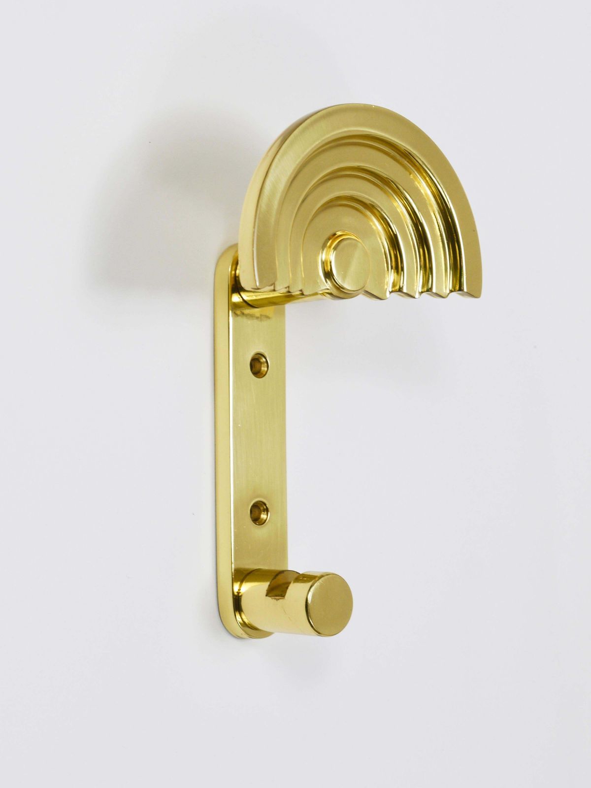 photo buy 13x Ettore Sottsass Postmodern Brass Wall Coat Hooks, 1985, Valli & Valli Italy
