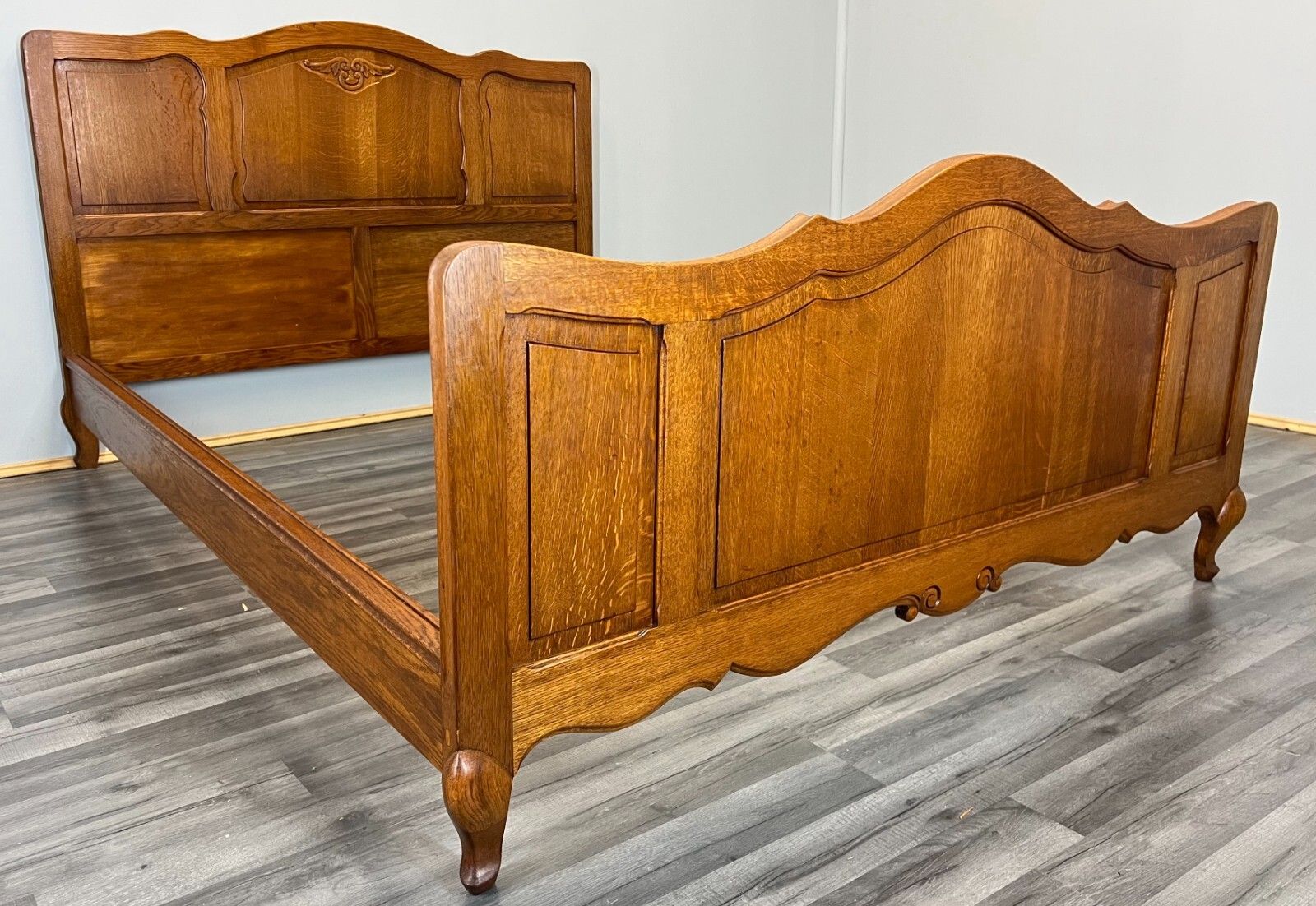 Double Bed Antique French Louis XV Carved Vintage – Lot 3664 photo vintage