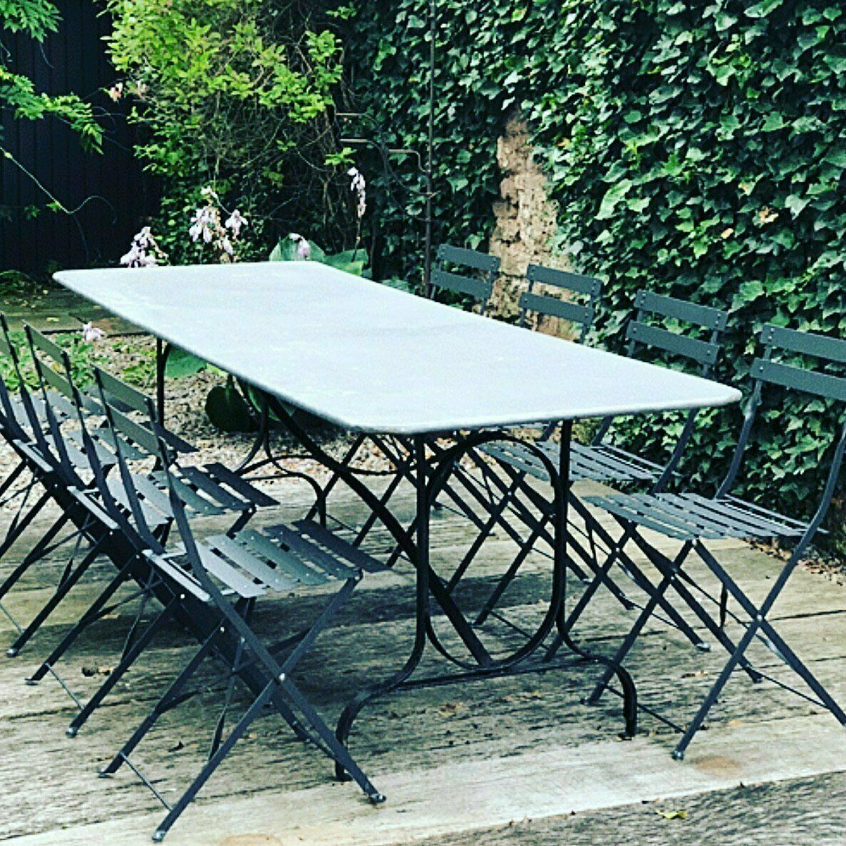 Experience Grandeur Outdoors With A French Style Zinc Top Metal Garden Table   Seats 12 14 And Measures A Generous 280cm Xl!