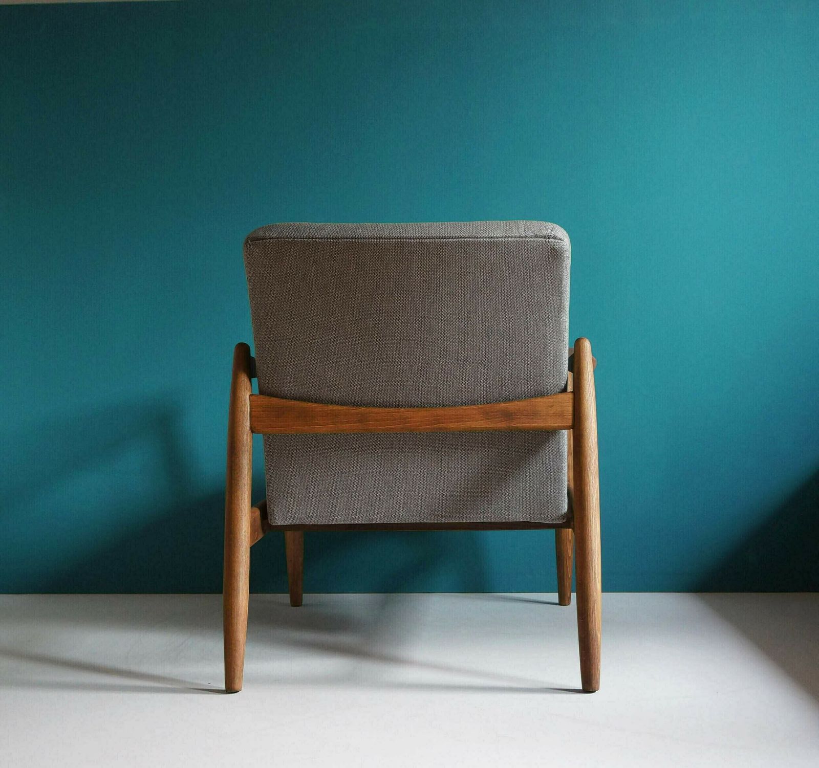 The Pari Of  Vintage Armchair Form Mid Century Designed By Edmund Homa, Gray Upholstery, Restored photo vintage