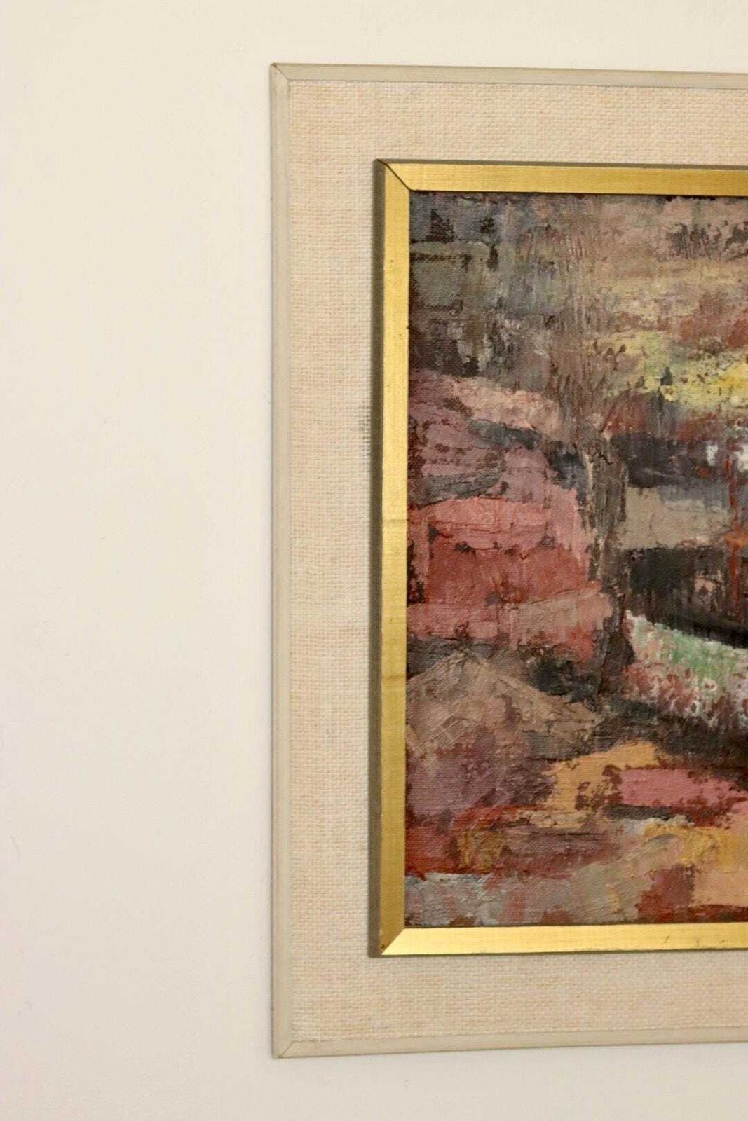 Original Swedish Mid Century Oil On Canvas Painting "Boats" By örnstedt   Vintage & Framed photo Art
