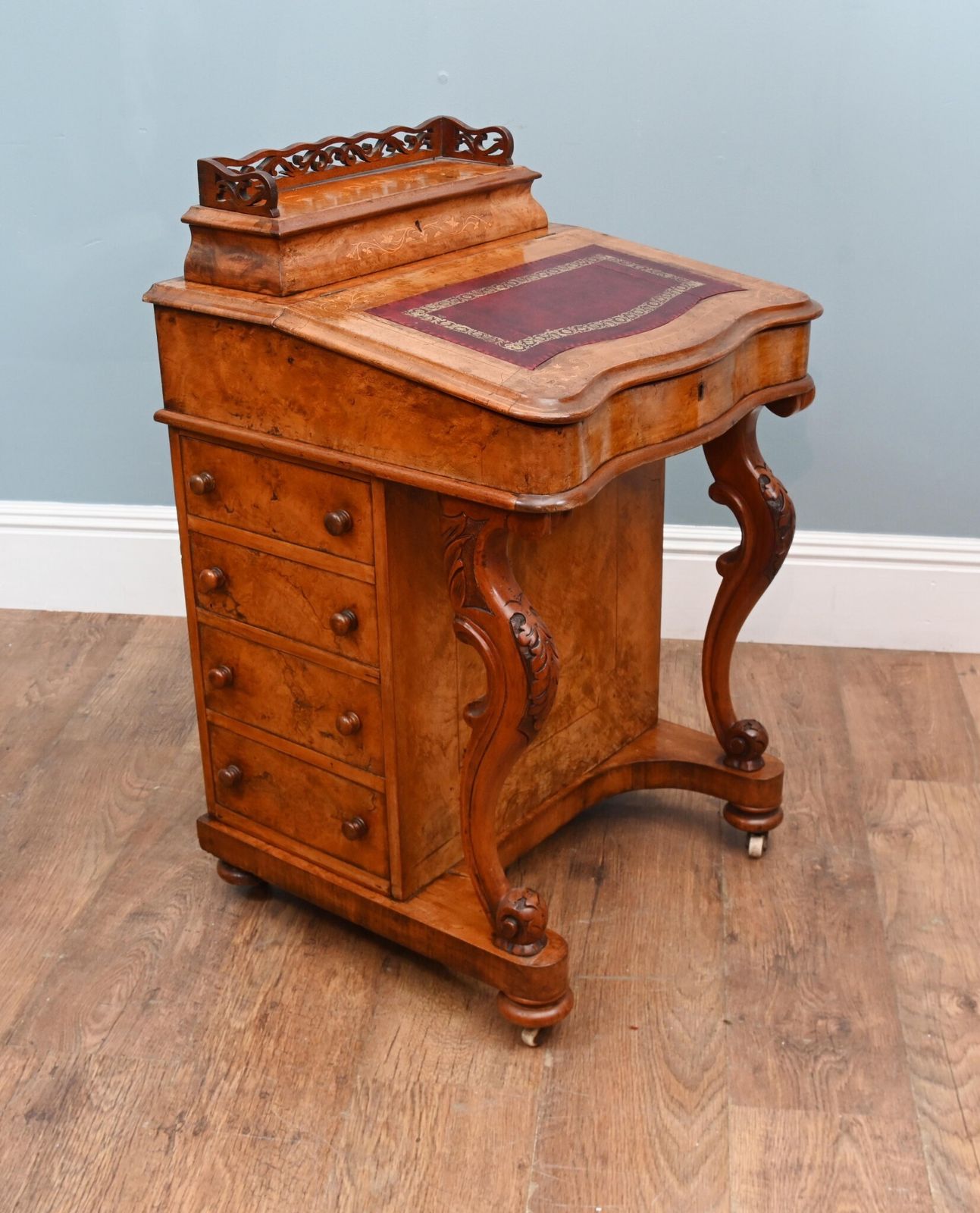 Victorian Davenport Desk Burr Walnut 1860 photo vintage