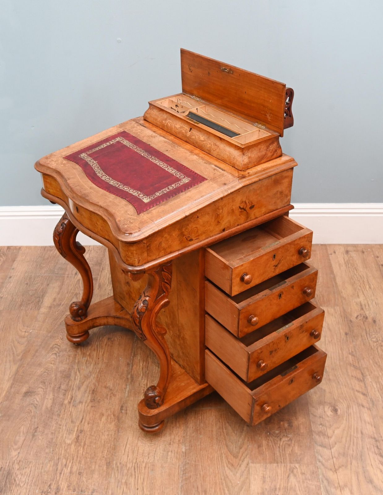 Furniture Victorian Davenport Desk Burr Walnut 1860 photo