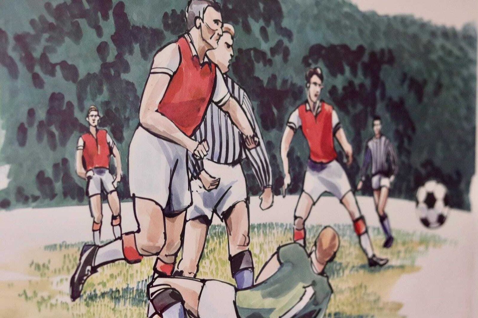 1980 Lithograph Print "Football" By Bo Westberg Gren   Vintage & Framed photo vinterior