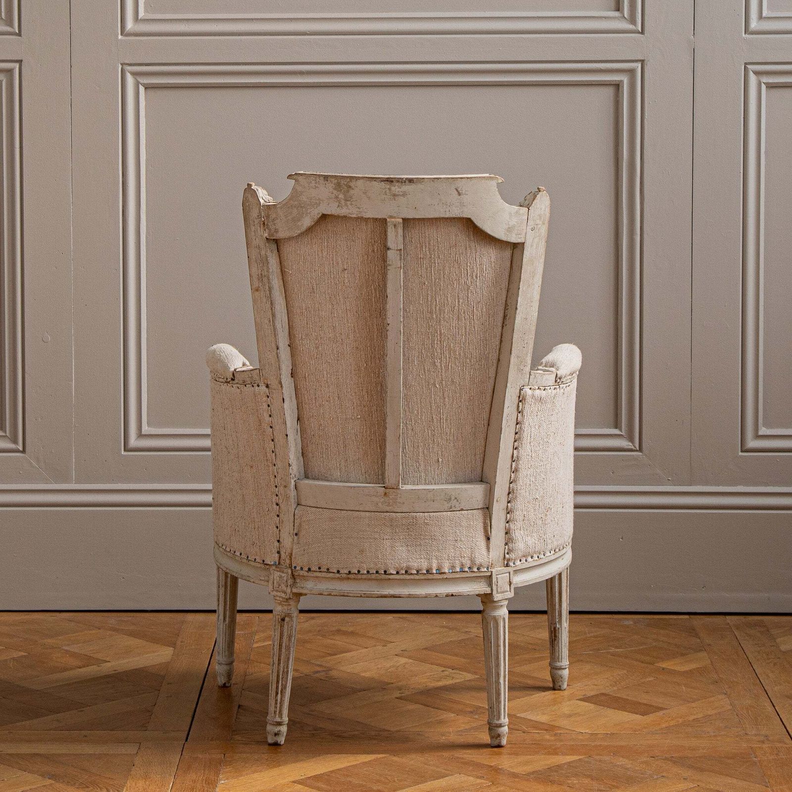 Antique White Bergere Armchairs Late 19th Century French Armchairs photo for sale