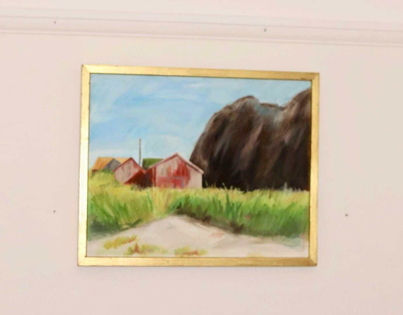Original Swedish Oil On Canvas Painting "Light In Darkness"   Vintage & Framed photo Art