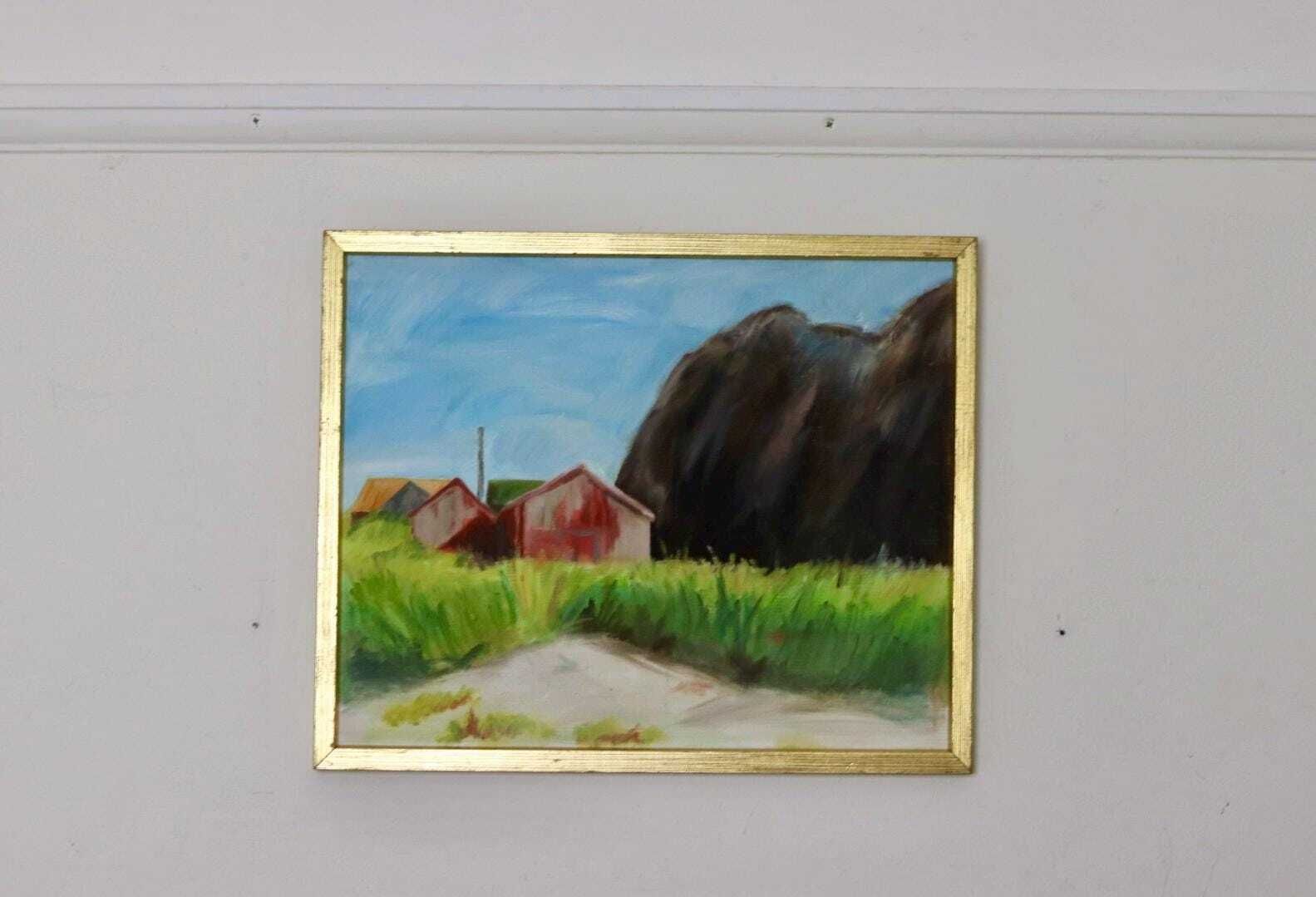 Original Swedish Oil On Canvas Painting "Light In Darkness"   Vintage & Framed photo 205.0