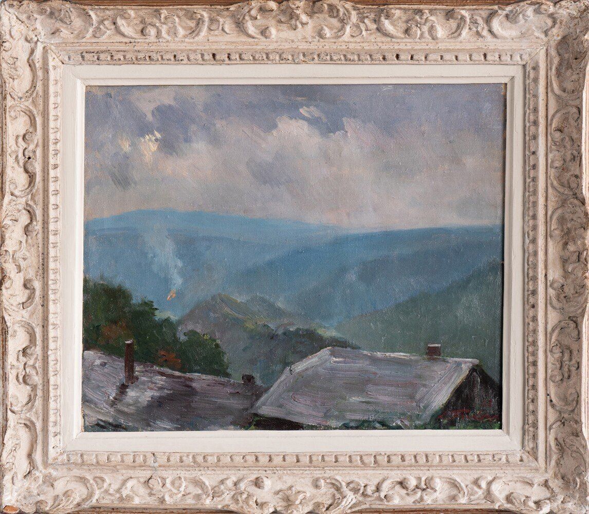 Leonid Frechkop, Mountain Chalets, Oil Painting On Canvas, 1932 photo buy