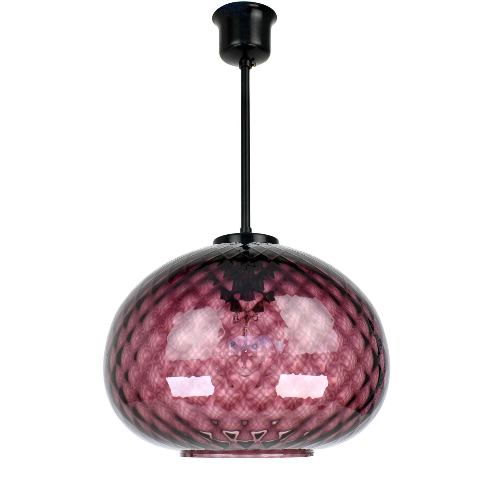 Mid Century Modern Murano Glazen Hanglamp Paars Aubergine | Plafondlamp Zwart Venini Seguso Italië Europees