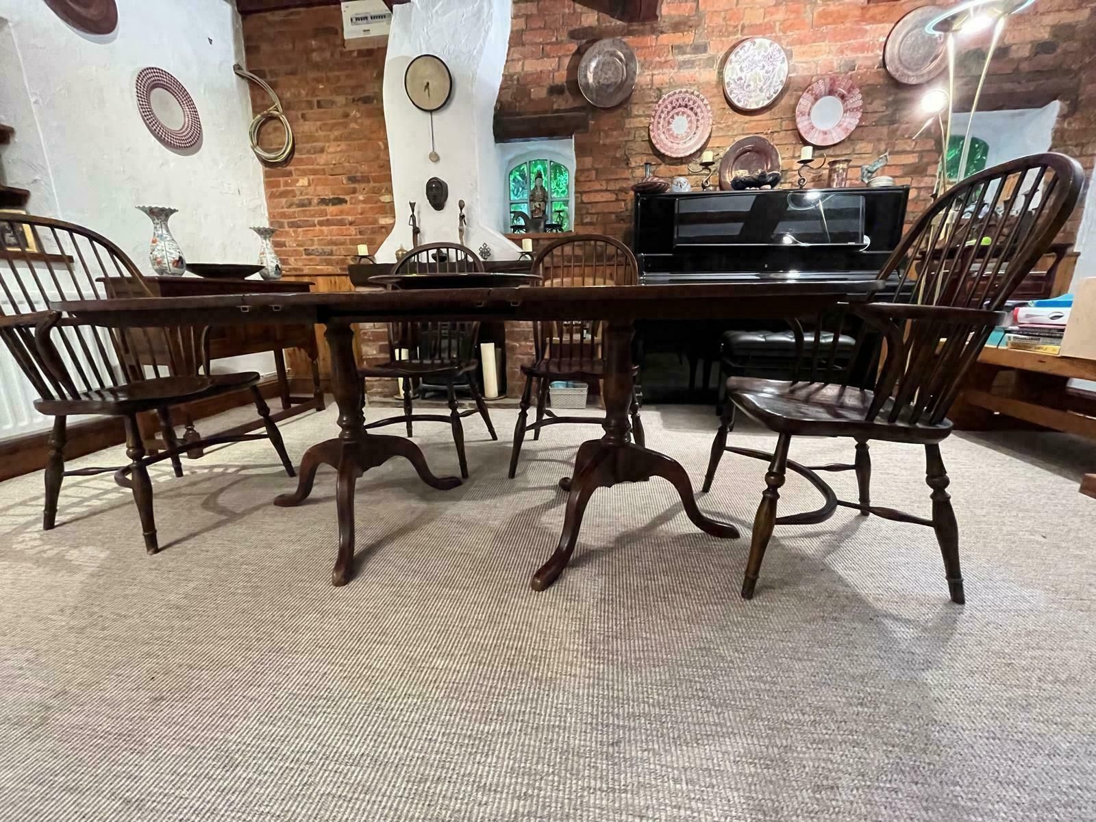 Reproduction Queen Anne Style Twin Pedestal Dining Table photo furniture
