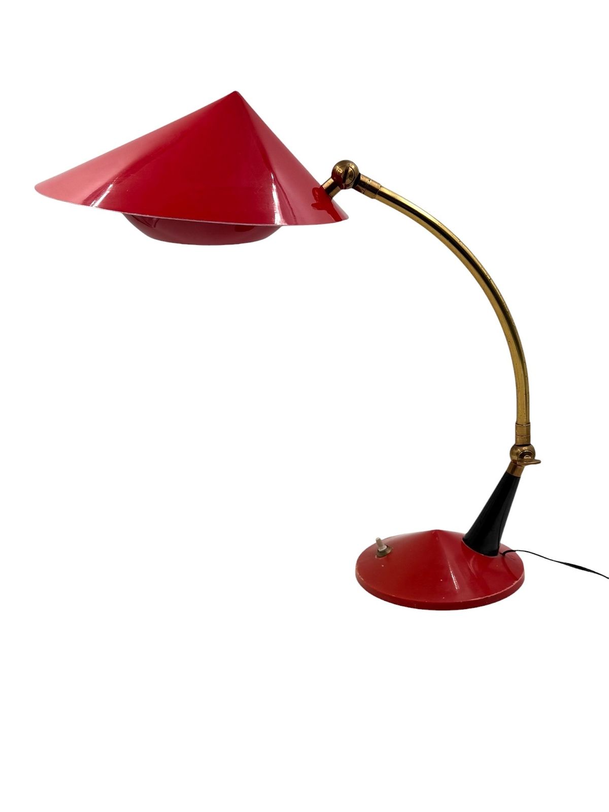Mid Century Red Desk Lamp, Stilux Milan Italy 1960 Ca. photo for sale