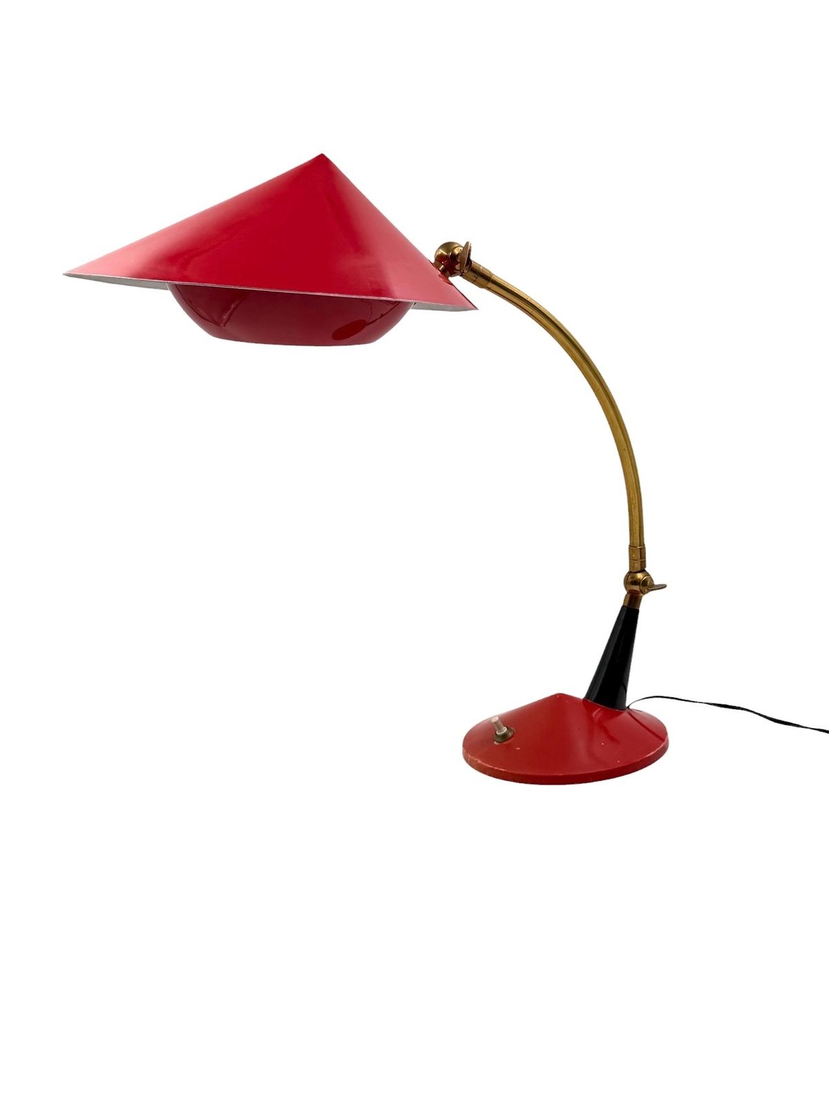 photo for sale Mid Century Red Desk Lamp, Stilux Milan Italy 1960 Ca.