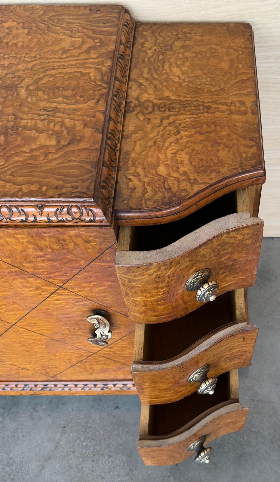 photo for sale Pair Of Art Deco Side Cabinets Or Nightstands In Solid Walnut Burl